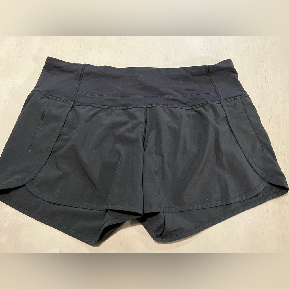 Lululemon Hotty Hot Black Shorts with zipper pocket and liner